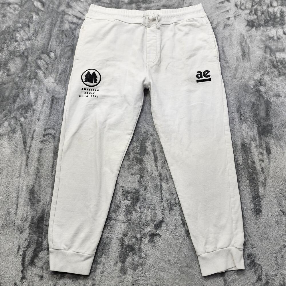 American Eagle Pants Mens White Ultra-Soft Graphic Jogger